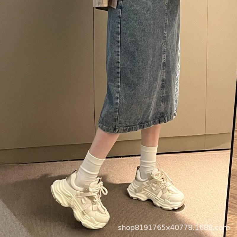 Foreign trade mesh breathable thick-soled dad shoes women's 2025 new versatile popular small height increase casual women's shoes