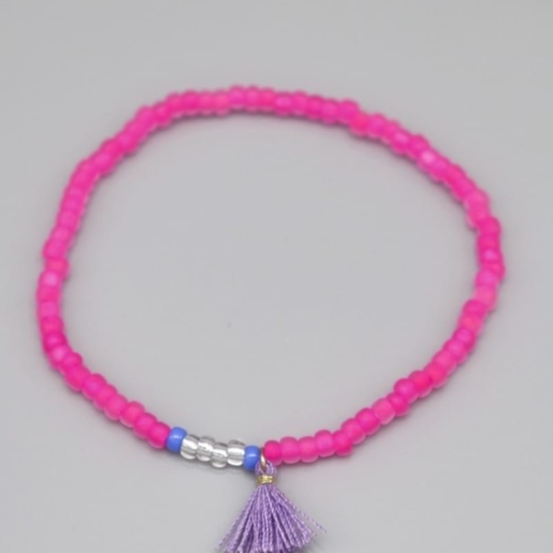 BONBEAU Neon Color Point Tassle Beads Bracelet 5 Colors