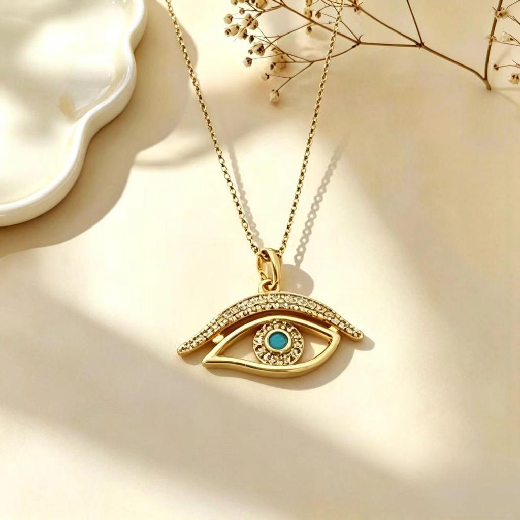 Women's Fashion Devil's Eye Pendant Necklace: Diamond-Encrusted Zircon Collarbone Chain