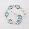 Himmelblauer Topas Edelstein 925 Sterlingsilber Schmuck Handgefertigt Damen Armband 7-9" RB-18-3