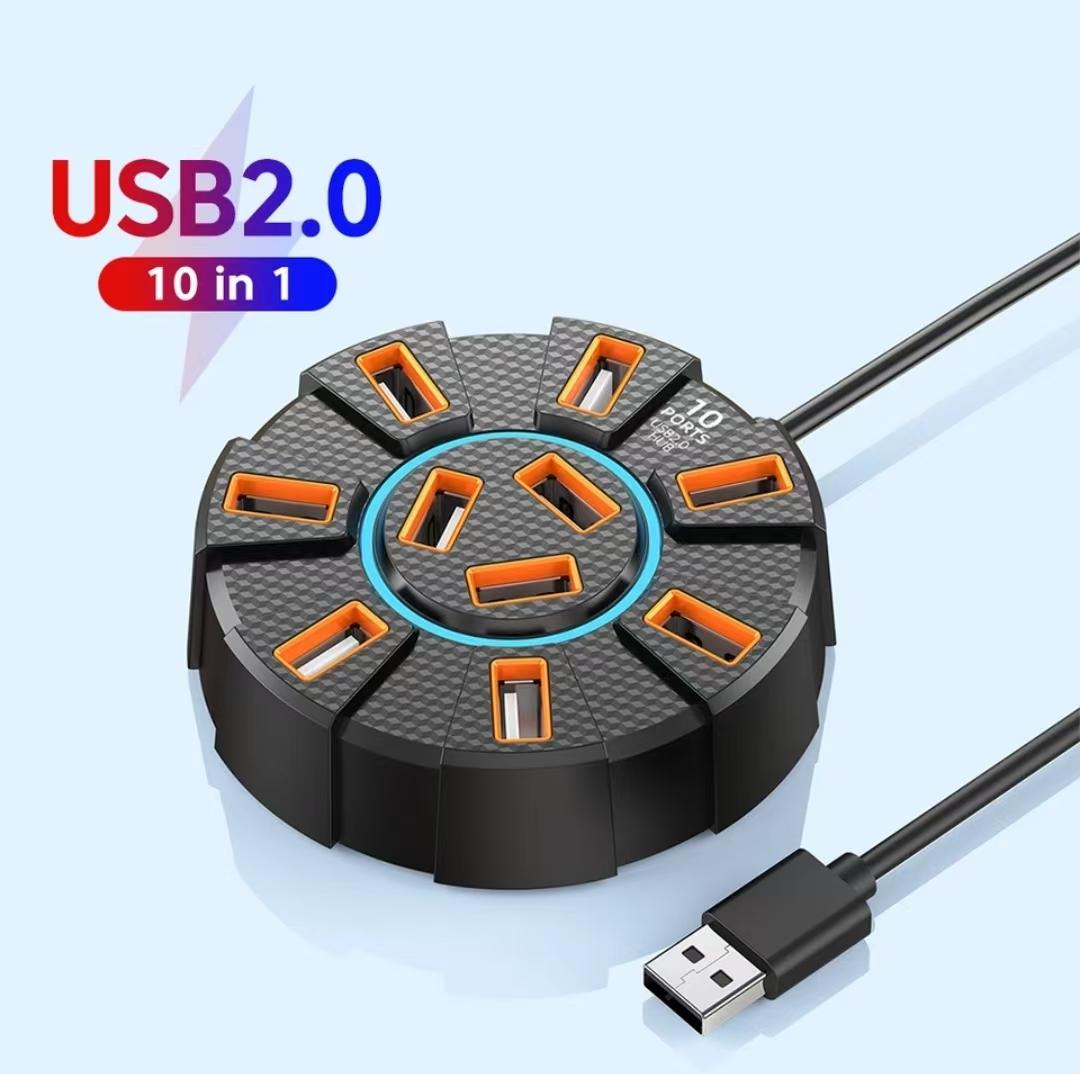 

7/10 Ports USB 2.0 Hub Universal Laptop Computer Docking Station Multi Splitter Adapter High Speed USB Extender Splitter Power Adapter 7 port білий