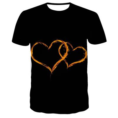 Camisetas gráficas en forma de corazón a la moda para hombres, camiseta con estampado de diseño de amor en 3D, camisetas de manga corta con personalidad interesante