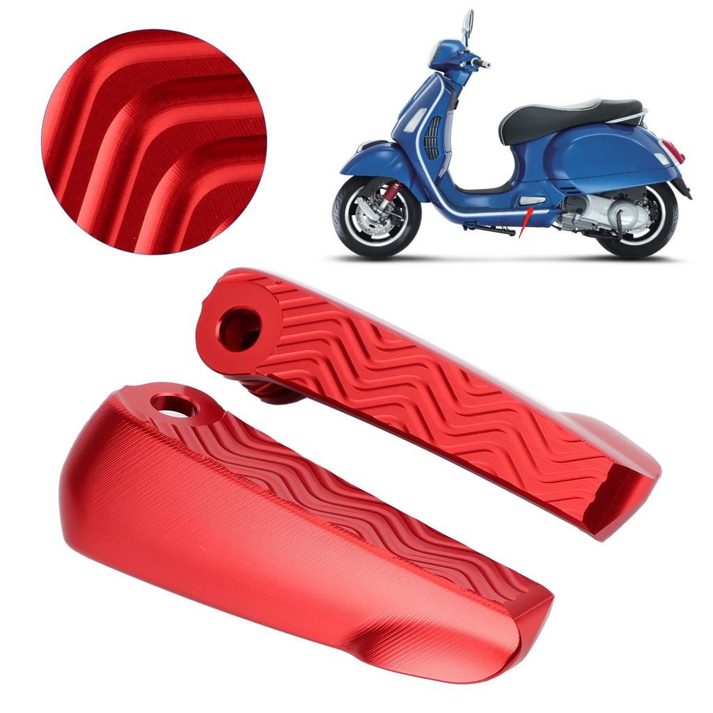 Pair Rear Foot Pegs Pedal Pad Motorcycle Folding Footrest Fit for Vespa GT GTS GTVRed