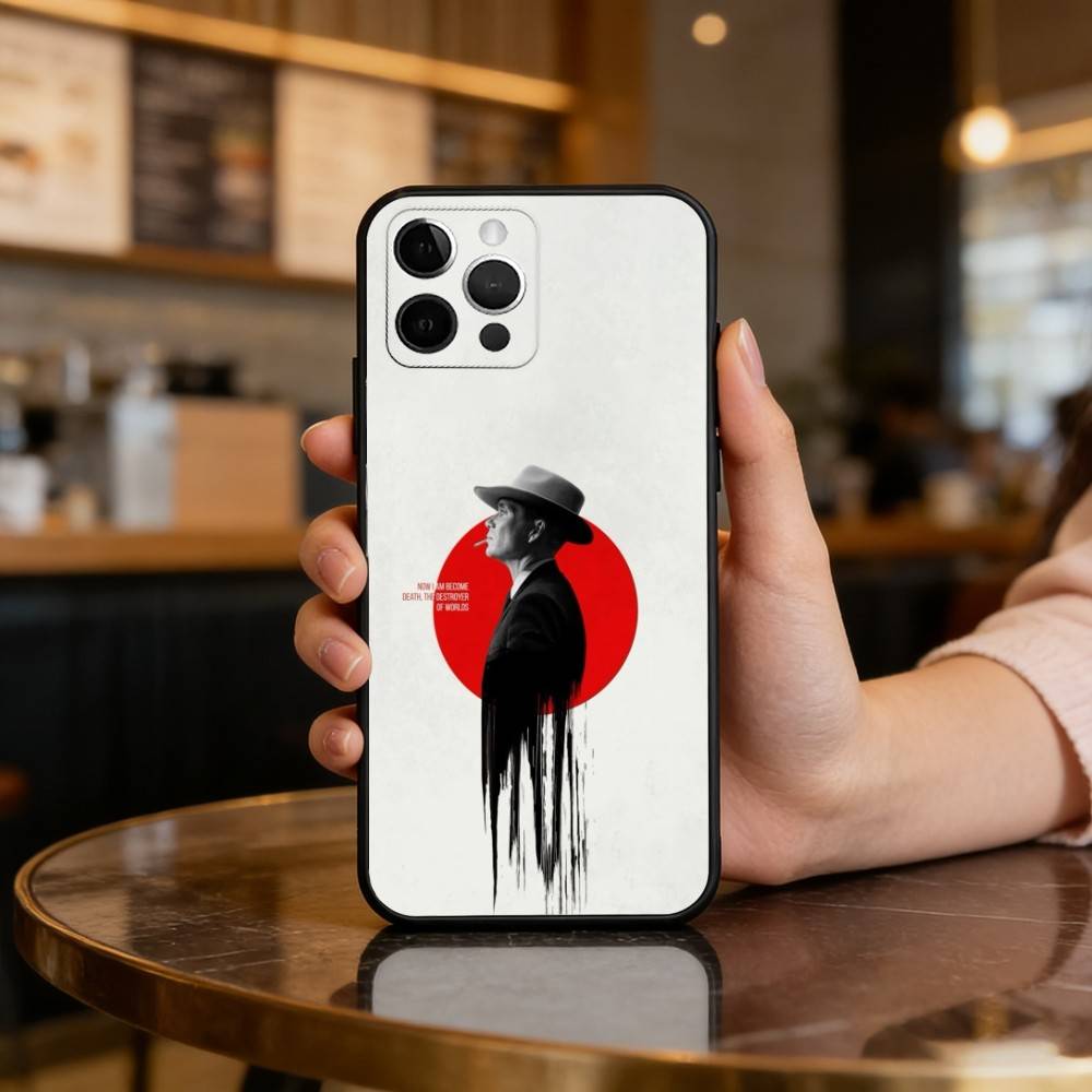 F-Film O-Oppenheimer Phone Case For iPhone 17,16,15,14,13,12,11 Plus,Pro Max,Soft Silicone Black Cover