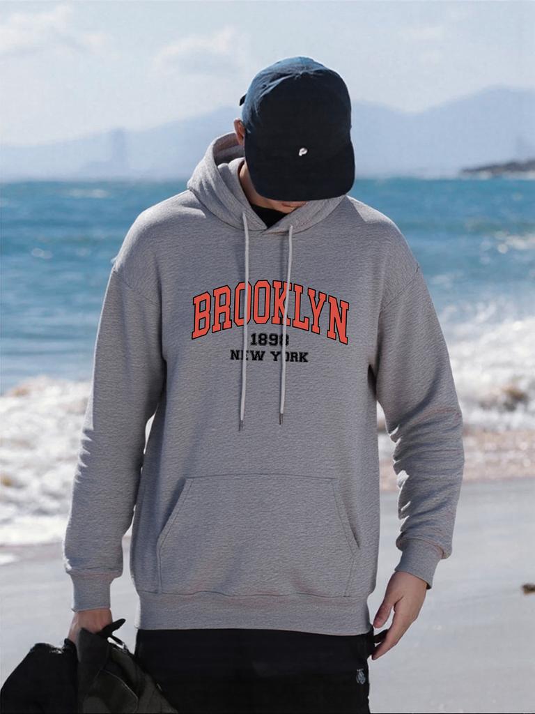 Brooklyn New York 1898 Druck Herren Hoodie Lässige Taschen-Hoodies Hip Hop Übergroßer Herren-Pullover Herbst Fleece Unisex Kleidung