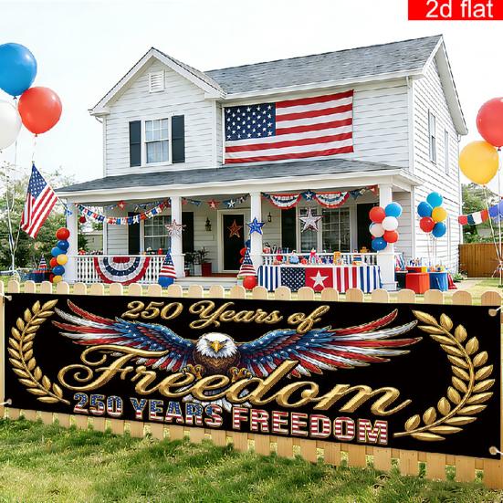 250th Anniversary Banner 6.5x1.5ft 250 Years of Freedom American Patriotic Decoration