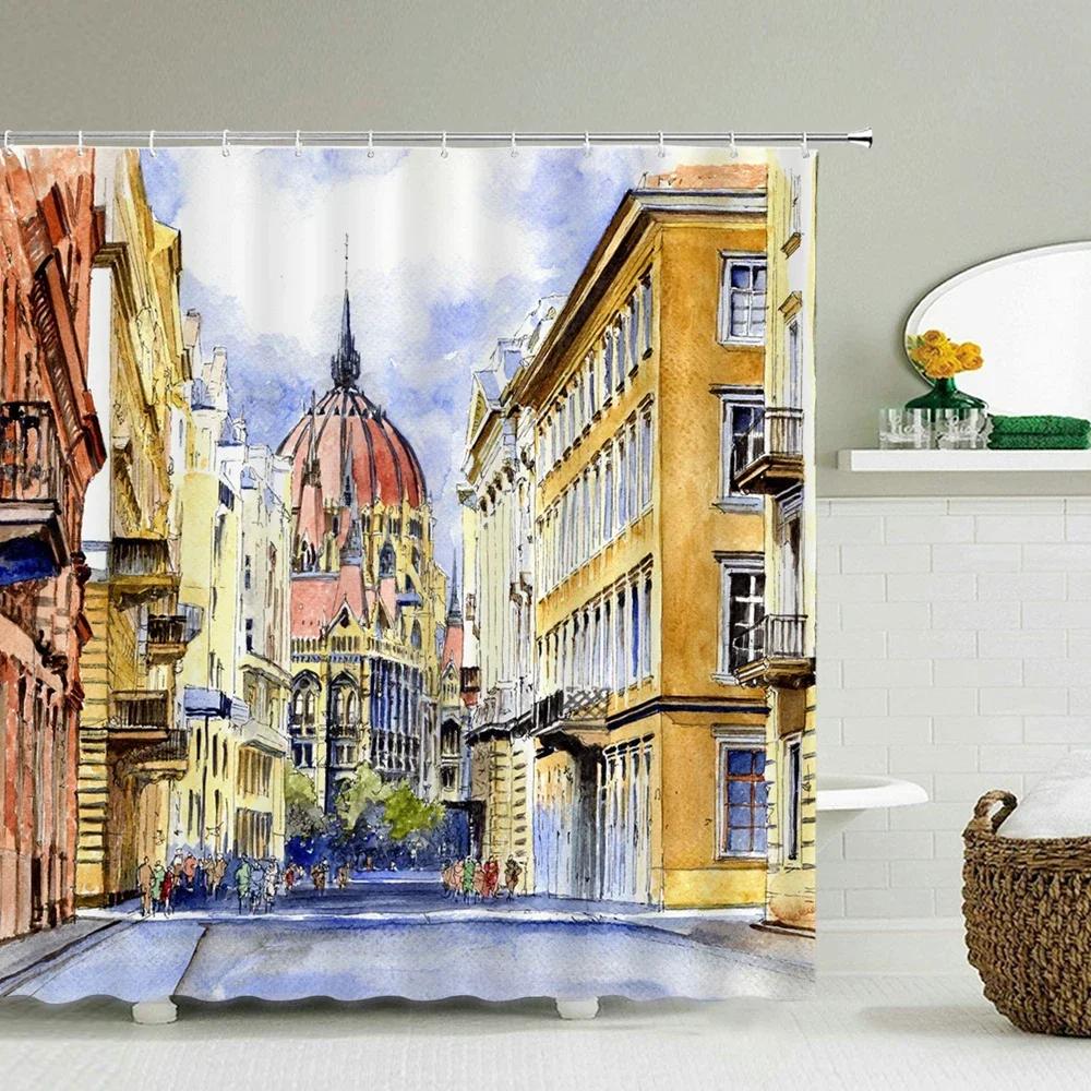 

Waterproof Bathroom Shower Curtain New York Woman Street View Polyester Bathroom Curtain Printing Shower Curtains Bath Screen W60H190(CM)-1 Pcs