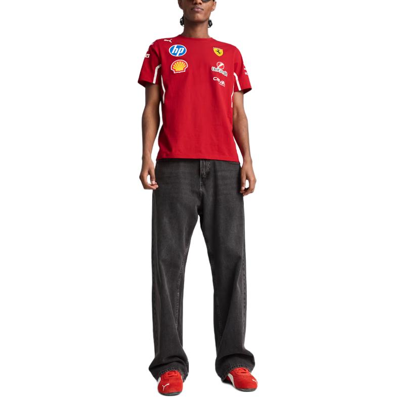 Puma X Ferrari Collaboration Scuderia Team HP 2025 Copy Series Comfortable Crew Neck Pullover Short Sleeve T-Shirt Men T-Shirts Deep-Cherry 76394501