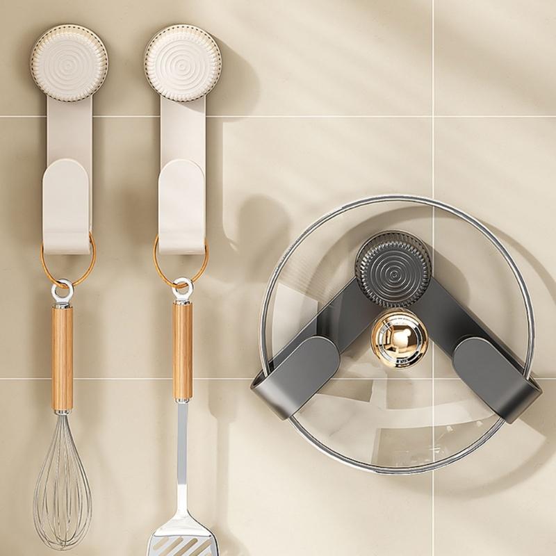 360 Degree Swivels Suction Cup Lid Rack Wall Mounted Kitchen Storage For Pots Pans Cutting Boards Easy Installation Carbon Steel Construction