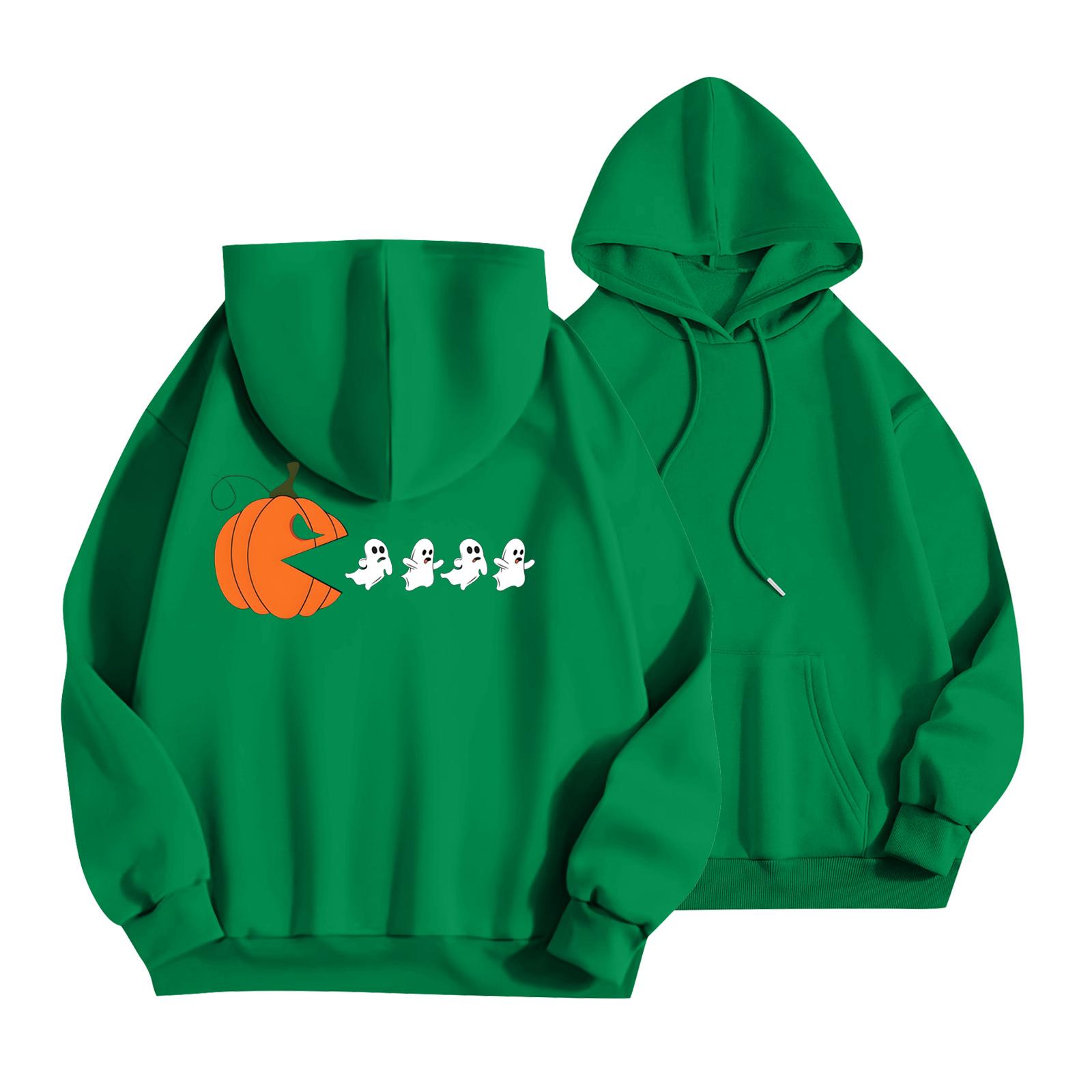 

Женская толстовка-пуловер с круглым вырезом и принтом, с капюшоном и завязками L зелёный