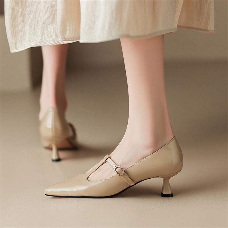 Fashion 2024 Spring Summer Patent Leather Women Shoes Pointed Toe Shallow Women Pumps Mary Jane Shoes for Women High Heels Large Size