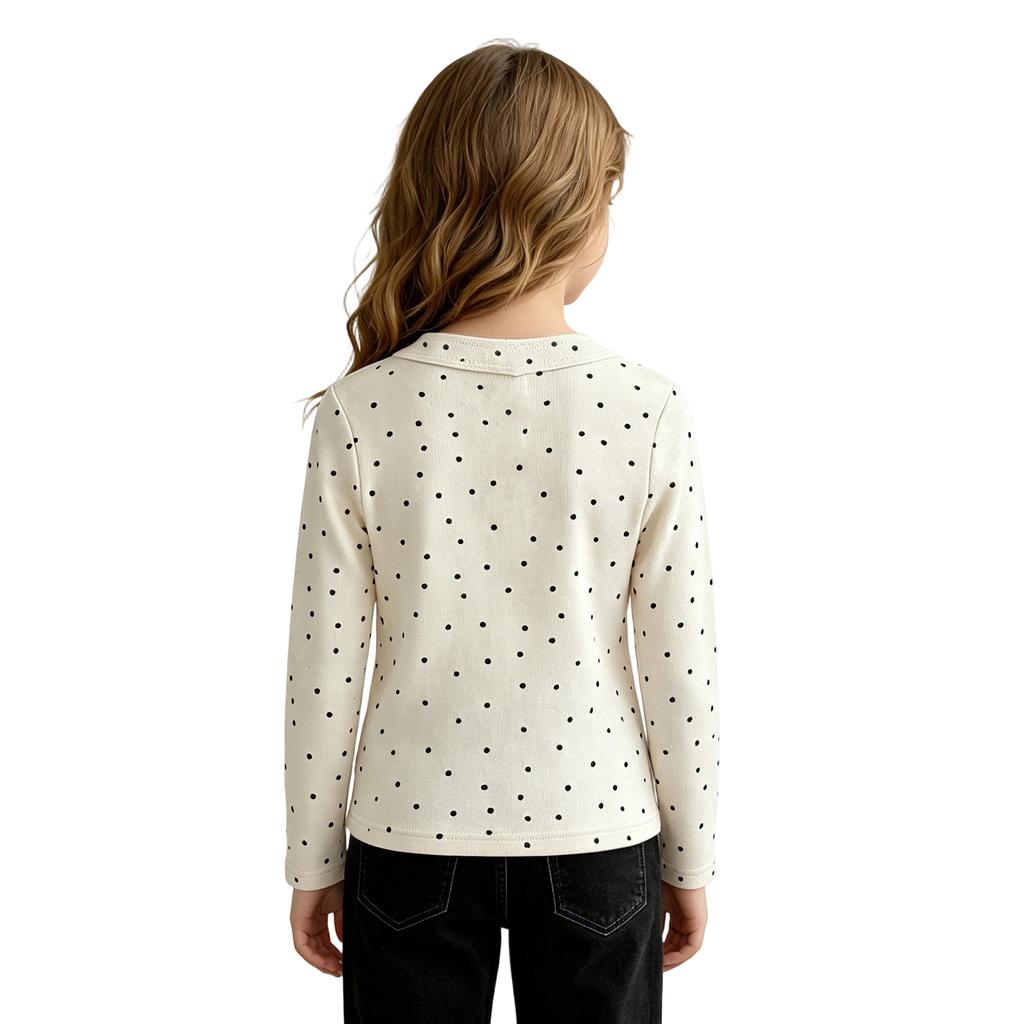 Girls' Fashion Casual Neck Button Base Layer Top for Everyday Wear