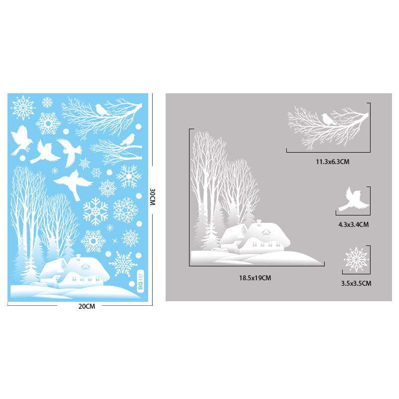 Christmas Winter Snowflake Stickers Santa Claus Xmas Tree Branch Window Glass Sticker Merry Christmas Decor Happy New Year