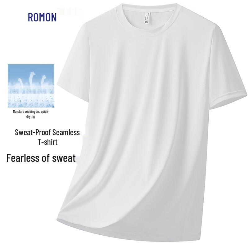 ROMON Men s Quick-Dry Seamless Short Sleeve T-Shirt 4XL