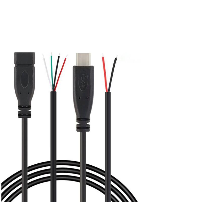 5ks 2pin 4pin Drát USB 2.0 Typ C Samec samice Konektor Prodloužení Typ pro svařování USB-C DIY Opravný kabel Konektor nabíječky