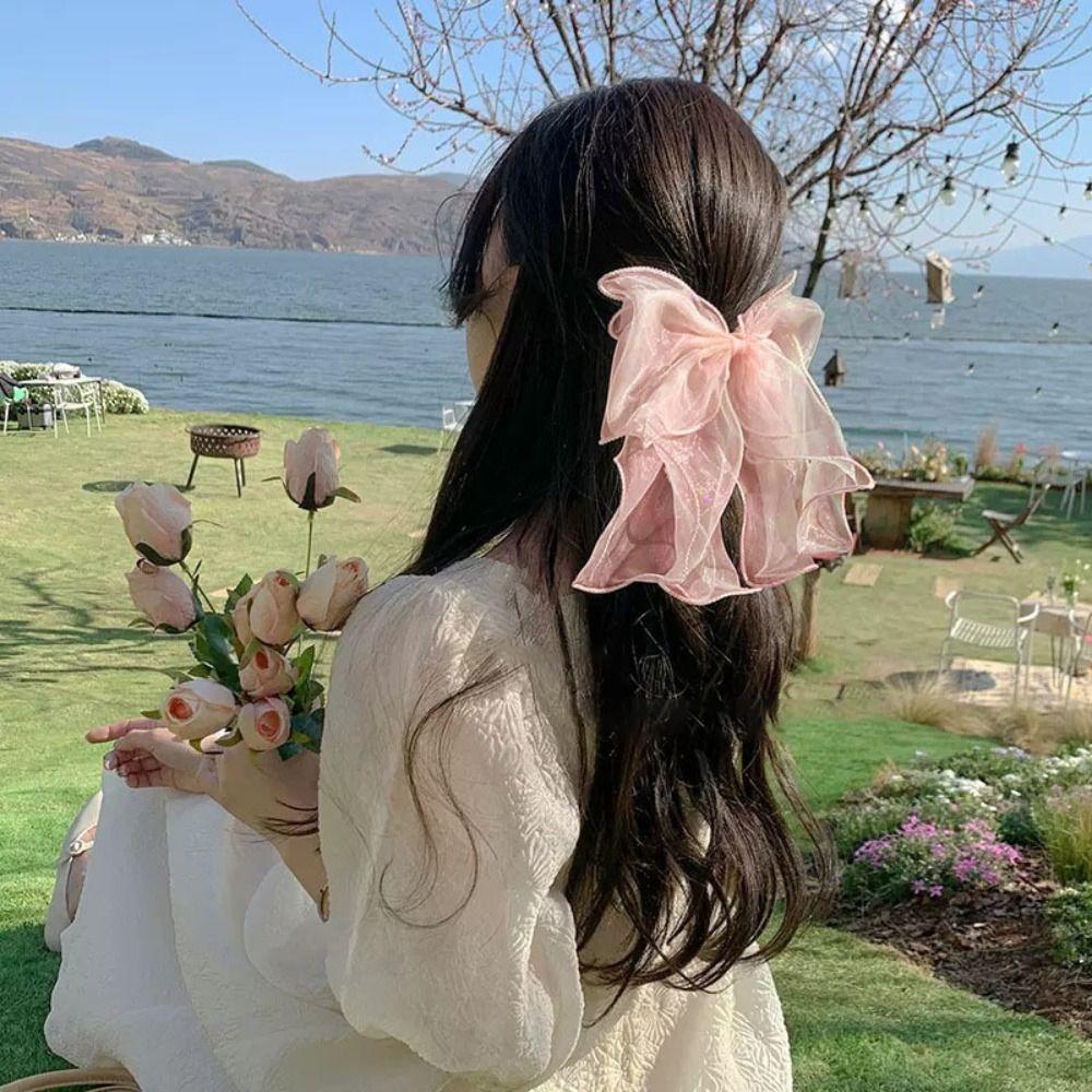 Ribbon Bowknot Hair Clips Barrettes Girls Headwear Sweet Spring Clip  Women Ponytail
