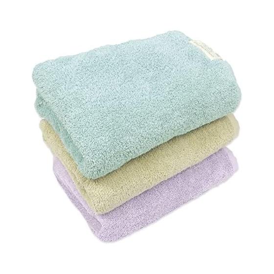 Nichisen Shoko cocochiena karayui 3-piece bath towel set (blue green & yellow green & purple)