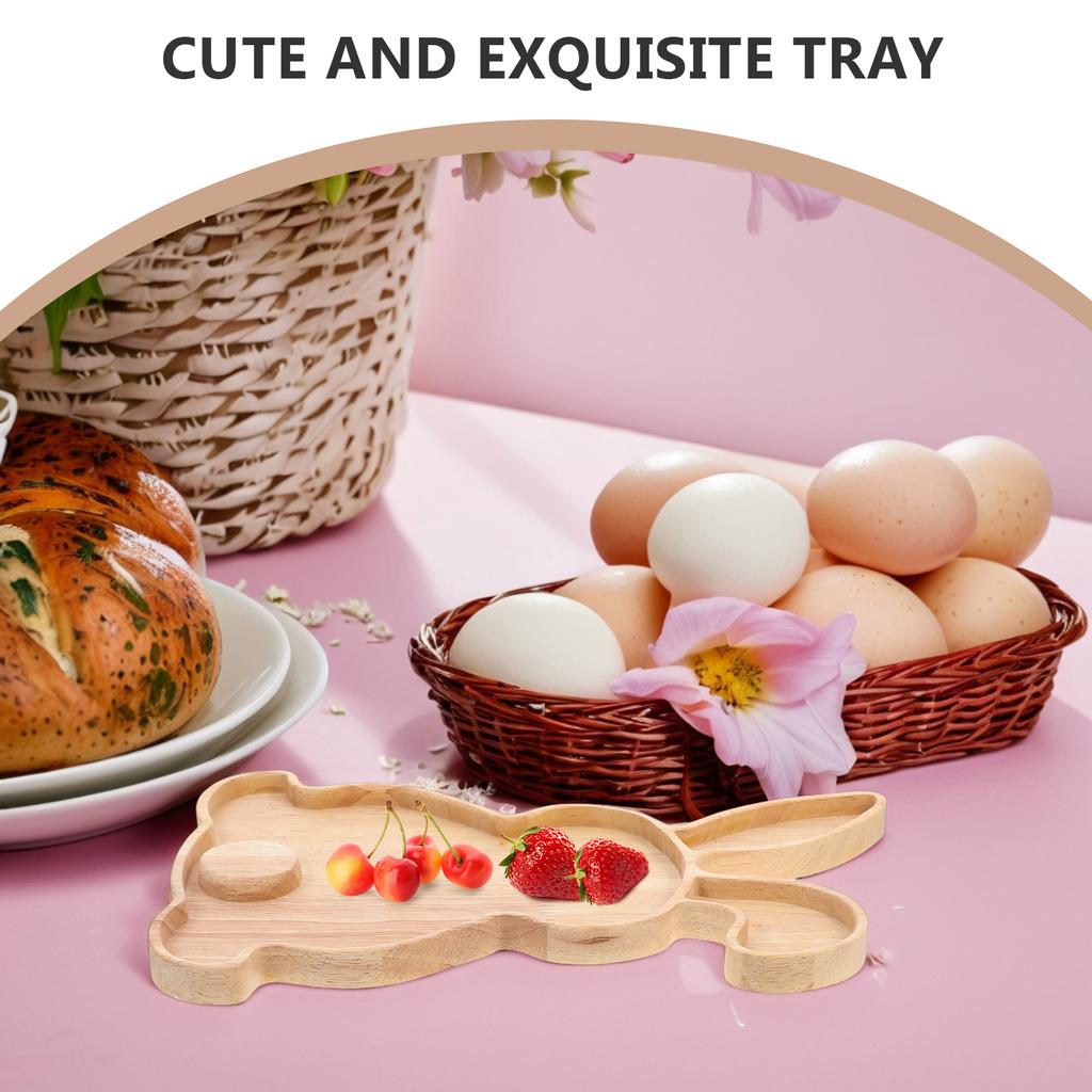Rabbit Serving Tray Desktop Wood Plate Fruit Wooden Delicate Bunny Shaped Board Decor Baby Snack Containers Pizza Easter