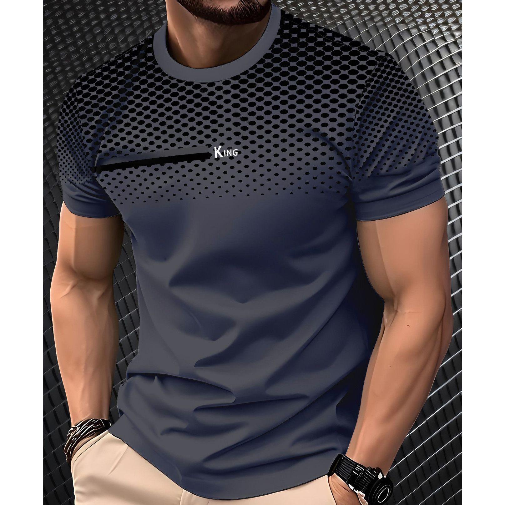 

Летний топ с круглым вырезом, 3D-принтом в полоску, модная повседневная мужская футболка с коротким рукавом 3XL