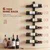 Wall Mounted Wine Rack, 6 Tier Metal Wine Display Rack, Storage Holder for Kitchen, Black