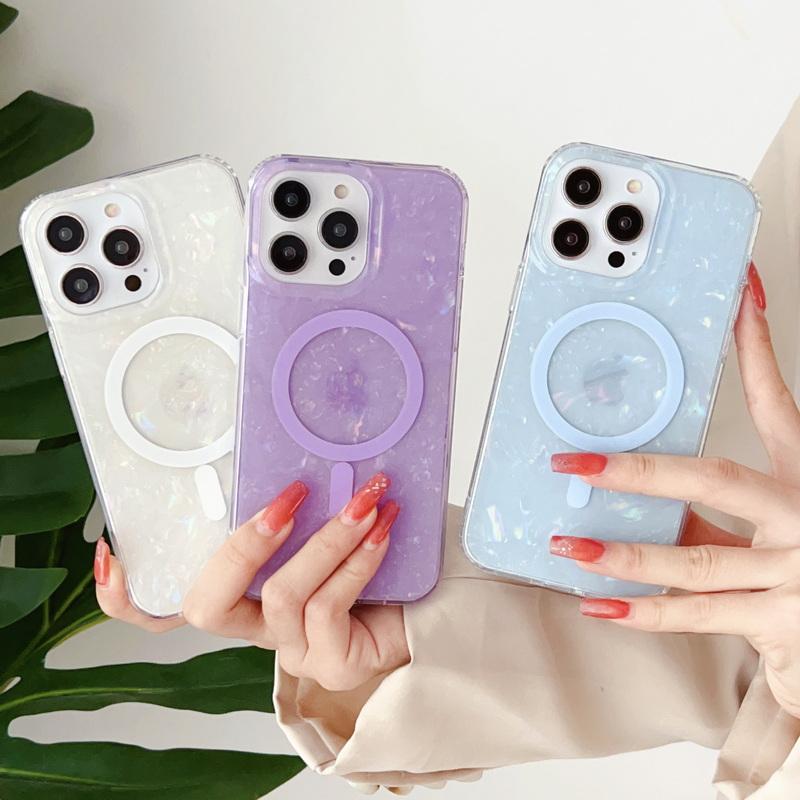 

Роскошный тонкий магнитный чехол для телефона с блестящим мраморным корпусом IMD для iPhone 14 13 12 Pro Max 11