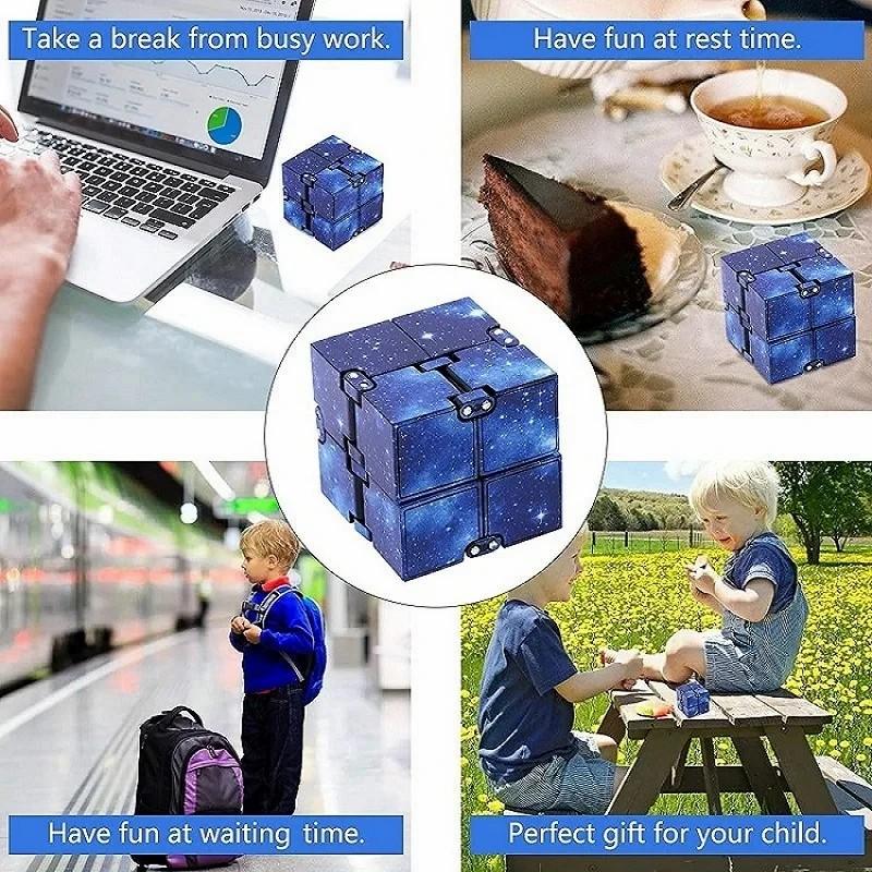 Fun Infinity Cube Flip Adhd Anxiety Toy Fingertips Game Puzzle Magic Decompression Christmas Gift For Kids
