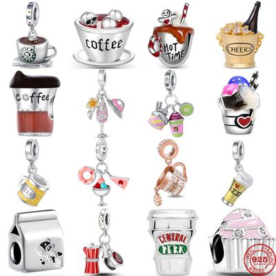 Nieuwe Koper Koffie Champagne Afternoon Tea Hangende Bedels DIY Passend op Originele Bedel Armband Vrouwen Sieraden