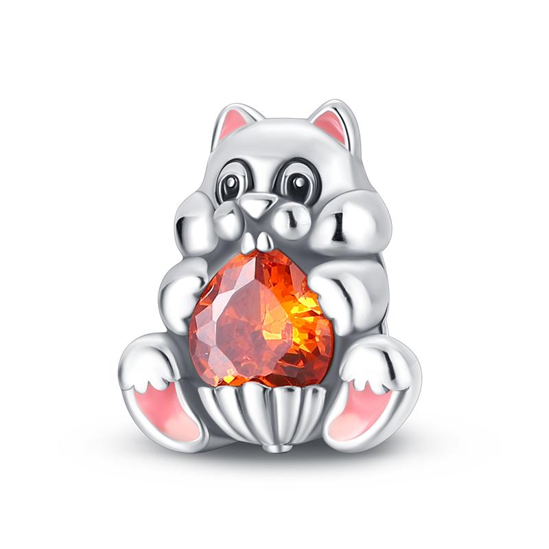 925 Silver Color Pink Rabbit Sheep Cat Dog Animal Charms Beads Fit 3mm 925 Bracelets Fine DIY Birthday Jewelry Make