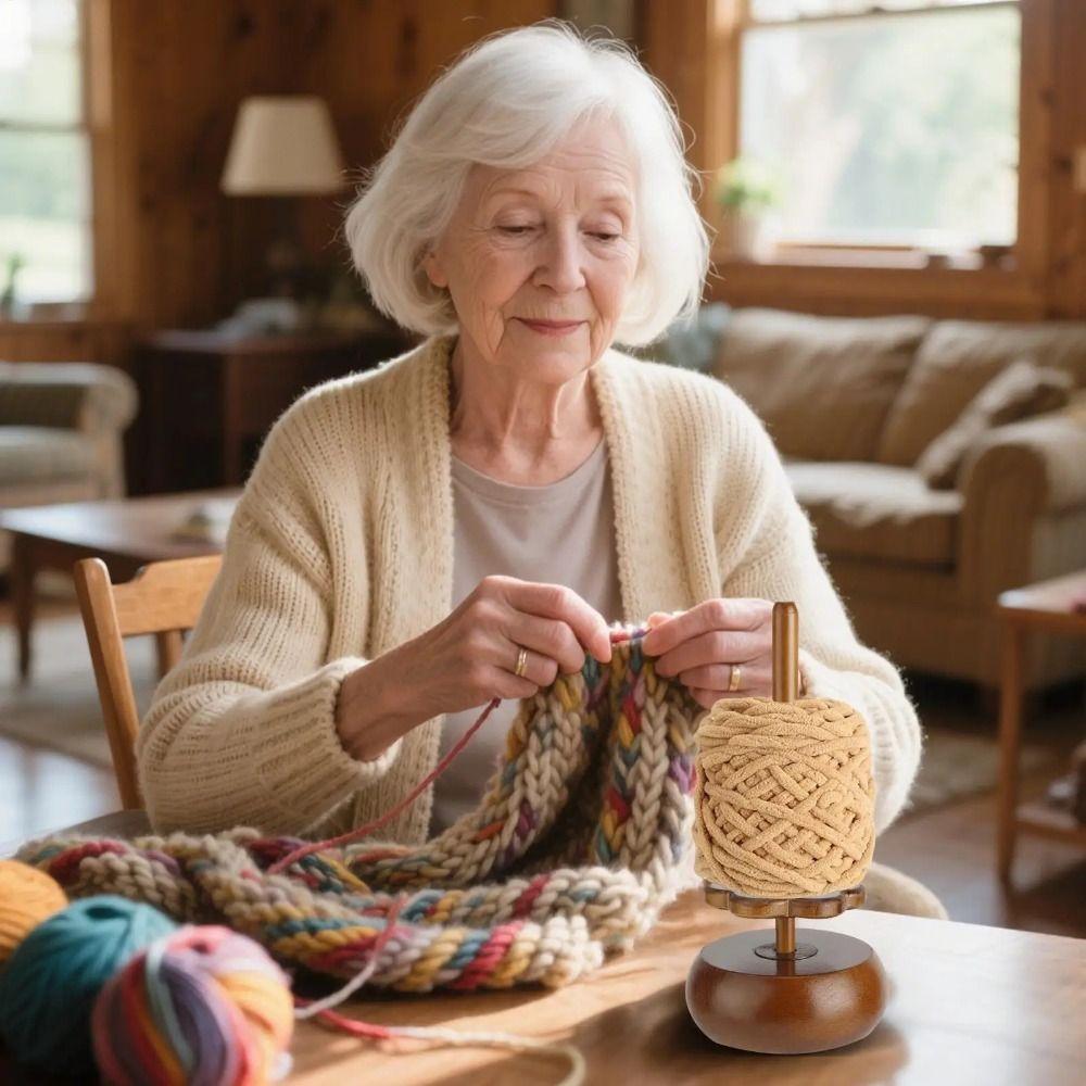 Reusable Wooden Yarn Winder Stand Rotatable Design Magnetic Skein Rack  DIY Knitting