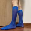 Mens Nylon Sheer Suit Socks Business Dress Socks Elastic Wide Striped See Through Formal Dress Over the Calf Stockings