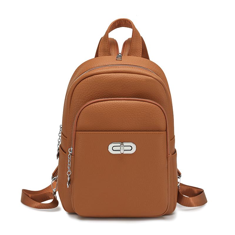 Vintage PU Backpack Women's Multi-Layer Large Capacity Chest Bag Multi-Use Lightweight Crossbody Bag