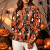 Women's Halloween Print Long Sleeve Neck Sweatshirt Top for Casual Wear