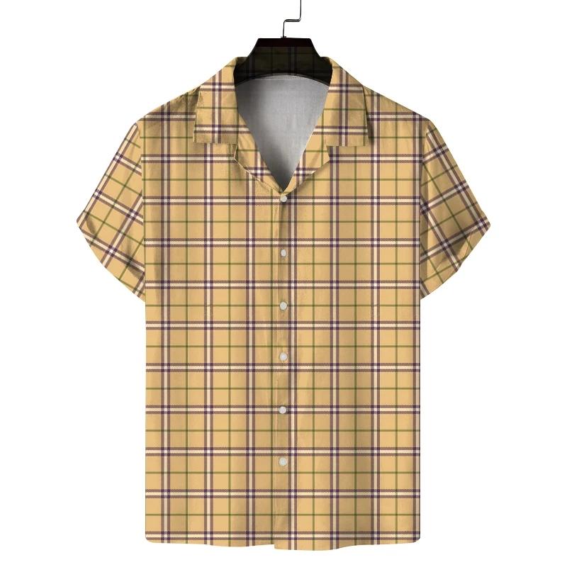 New Summer Shirt Men's Short-sleeved Plaid Design Casual Commuting Fashion All-match Personality Breathable Daily
