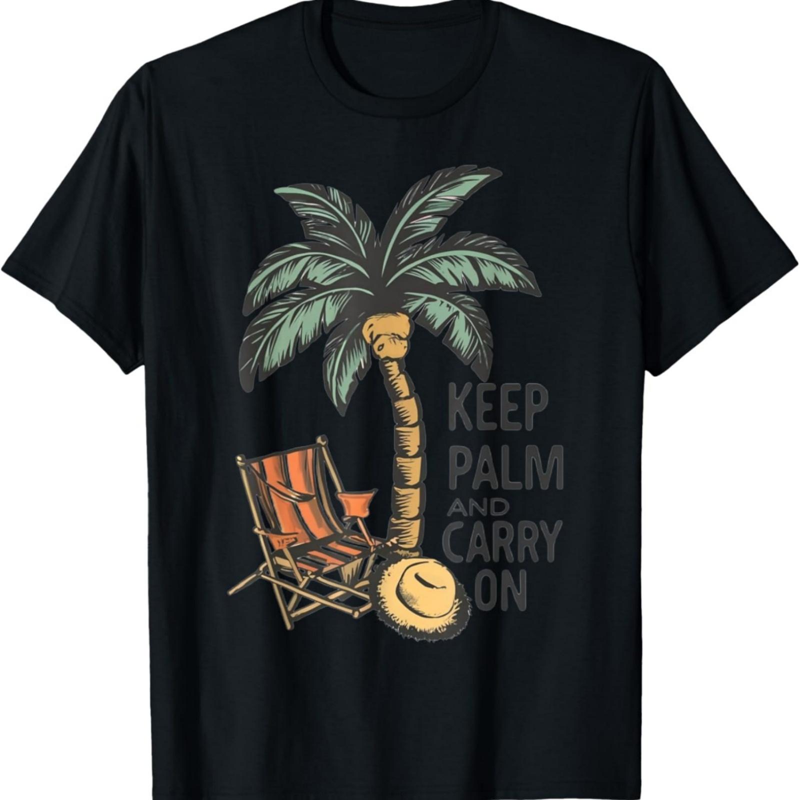 Keep palm and carry, on, palm trees, vacation, beach, straw T-Shirt S
