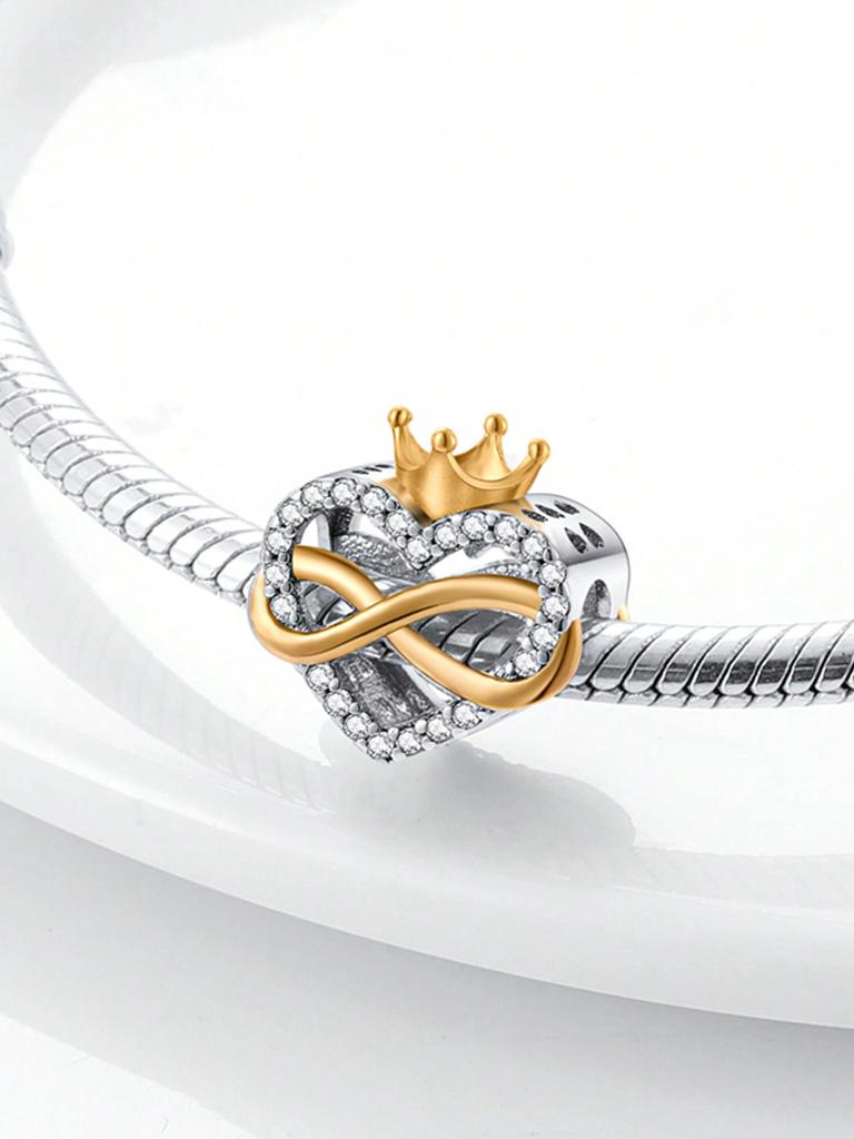 Charms Plata Copper Colors Valentine'S Day Love Crown Beads Charm Pendant For Original Bracelet For Women Diy Jewelry Love Gift