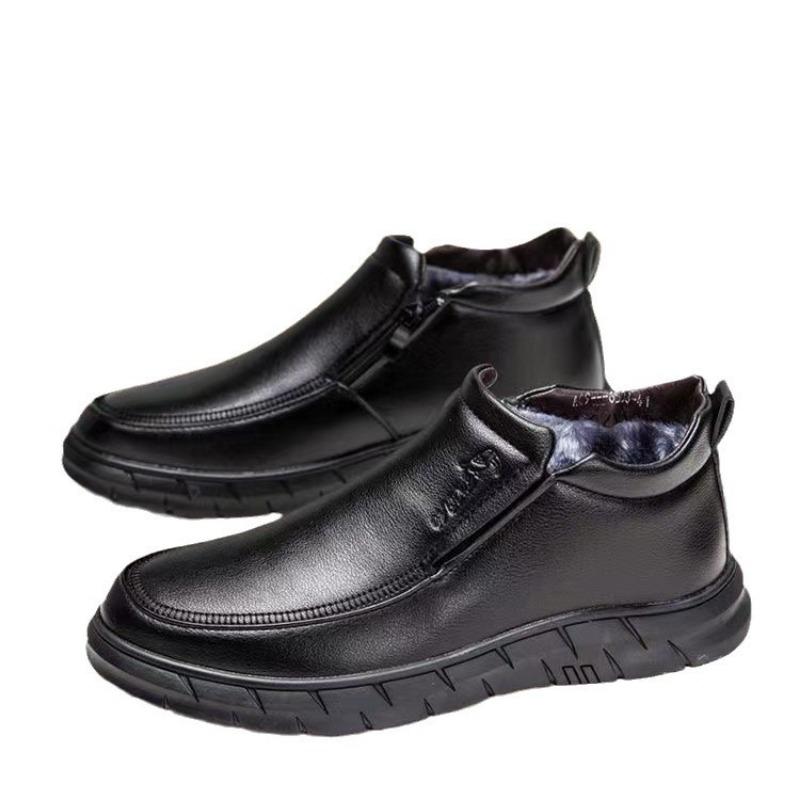 

Новая мужская обувь обувь на одной педали бархатная теплая повседневная кожаная обувь уличная мода помощь мужская обувь кожаная обувь 44 чёрный