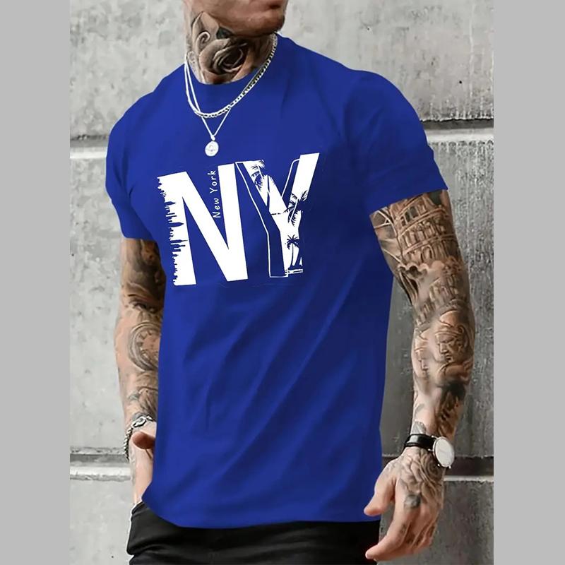 New Summer Men's Fashion T-shirt Personality Ny Printed Men's T-shirt Top