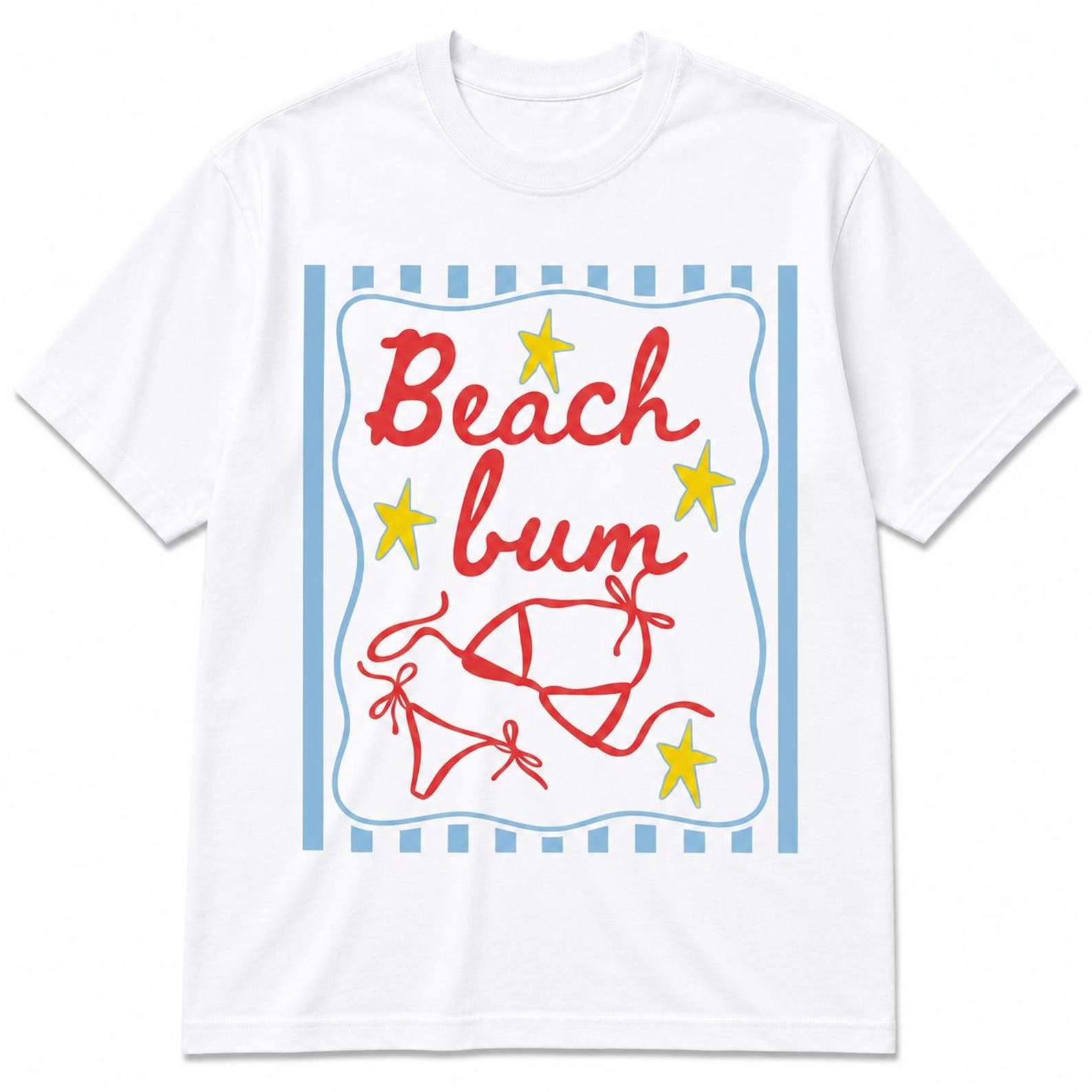 Beach Bum Retro Summer Graphic T-Shirt L