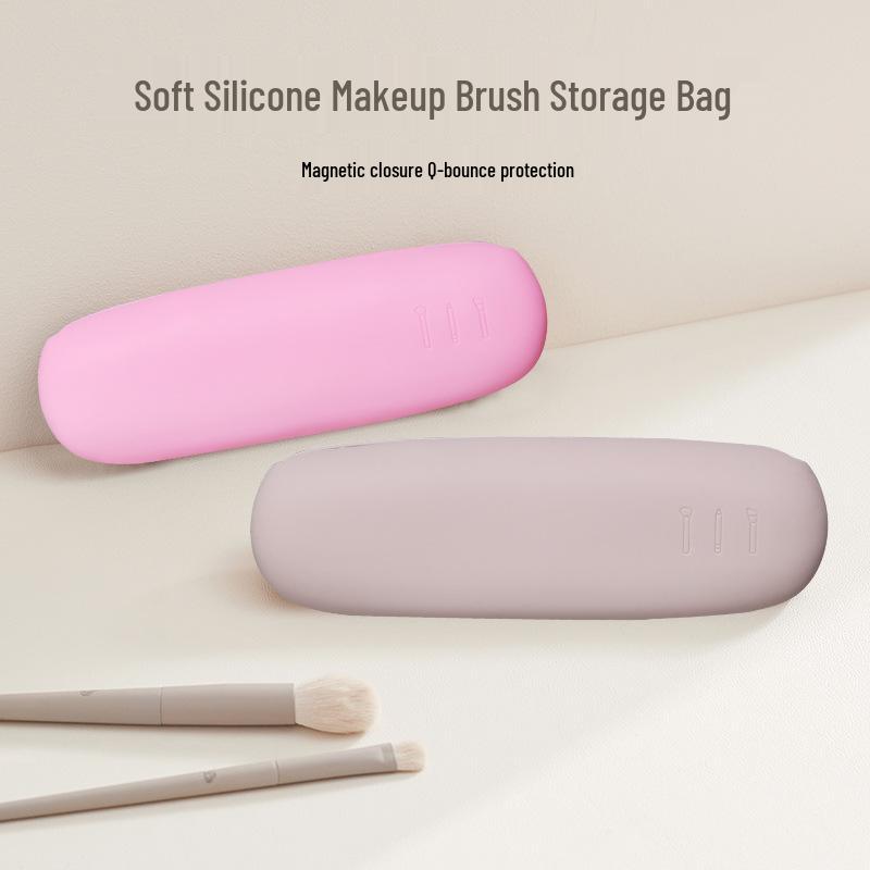 Portable Silicone Makeup Brush Storage Bag - Dustproof Travel Beauty Organizer