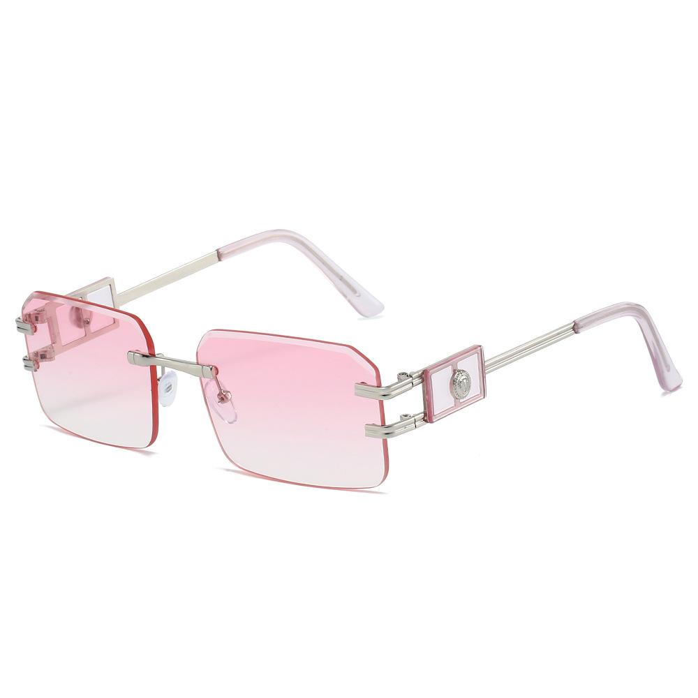 New Fashion Luxury Frameless Gradient Square Women Sunglasses Personality Brand Hollow Frame Design Trendy Men Sun Glasses Uv400