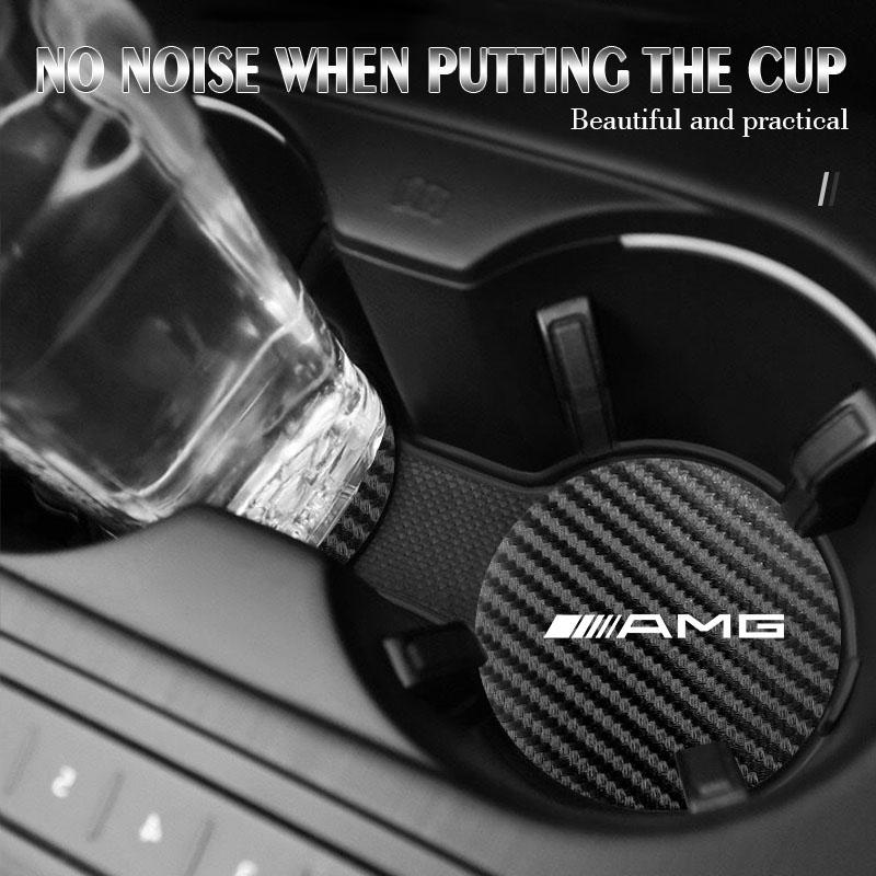 2Pcs Car Coasters Water Cup Mats Waterproof Slot Pads For Mercedes Benz AMG Smart W205 C300 W203 W206 W108 W124 W126 W140 W168 EE1