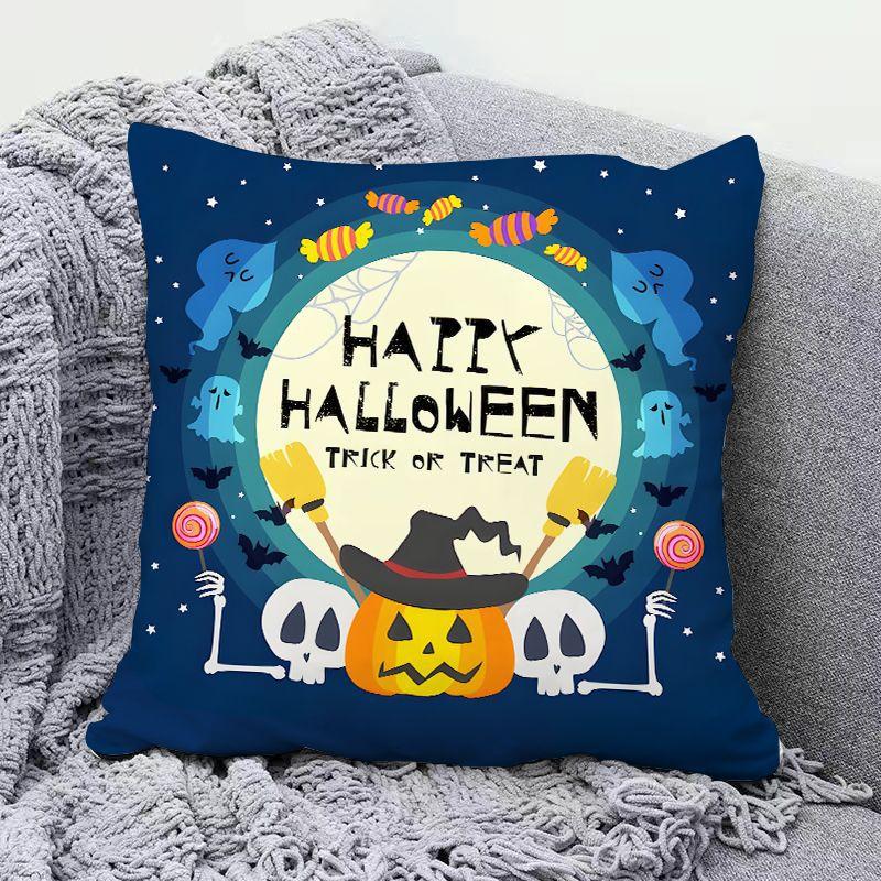 New Halloween Pillow Cover Halloween Horror Skull Witch Decorative Cushion Cover Event Decorative Cushion Cover
