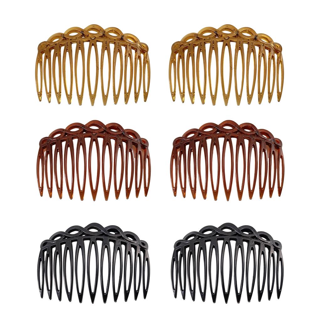 Pack mit 6 Stück Französische Seitenkämme aus Kunststoff/Harz für Damen Haarstyling-Accessoires Seitenscheitelkamm Kopfschmuck