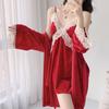 Pajamas women's spring and autumn golden velvet suspender nightgown two-piece set sexy pure desire French loungewear can be worn outside