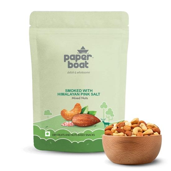 Paper Boat Smoked and Roasted Mixed Nuts with Himalayan Pink Salt, Premium Dry Fruit Mix | Almonds & Cashews, Pouch (200g) 200GM