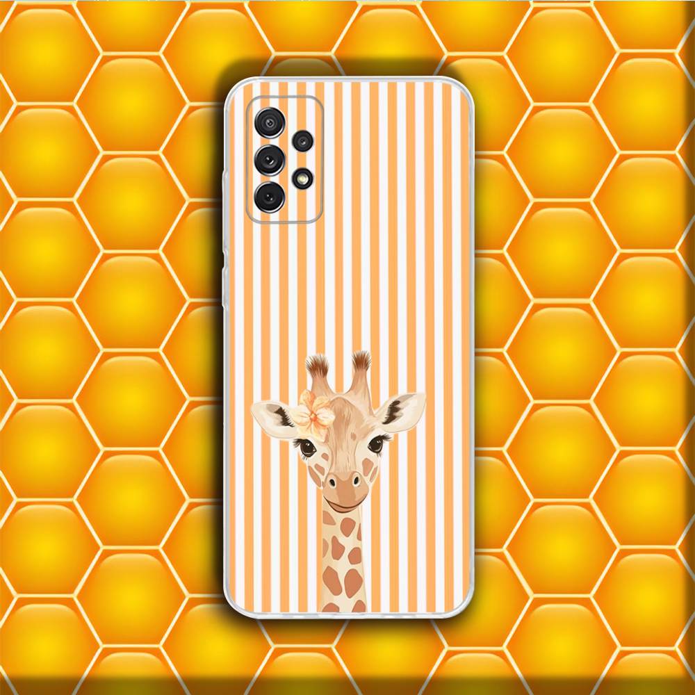 Phone Case Silicone For Samsung S30,23,21,22,20 FE lite,S10,9,PIus Note20ultra Striped Background Giraffe Soft Transparent