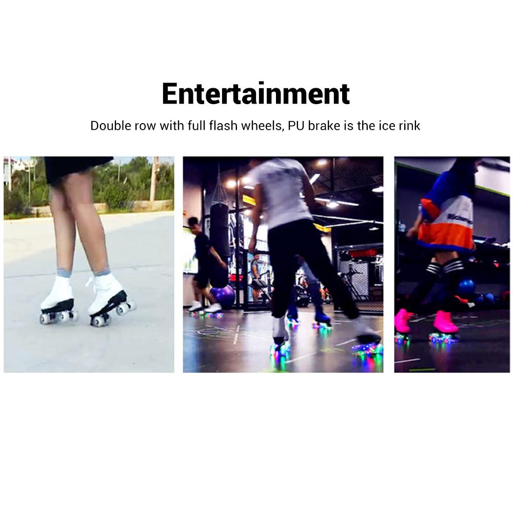 Flash Wheel Roller Skates With LED Light Double Line Skates 4 Wheels Two Line Skating Shoes for Adults