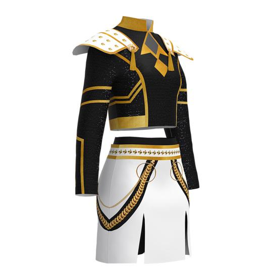 Kids Girls Demon Costume Stand Collar Coat T-shirt Shorts Set Children Printed Design Cosplay Performances Costumes