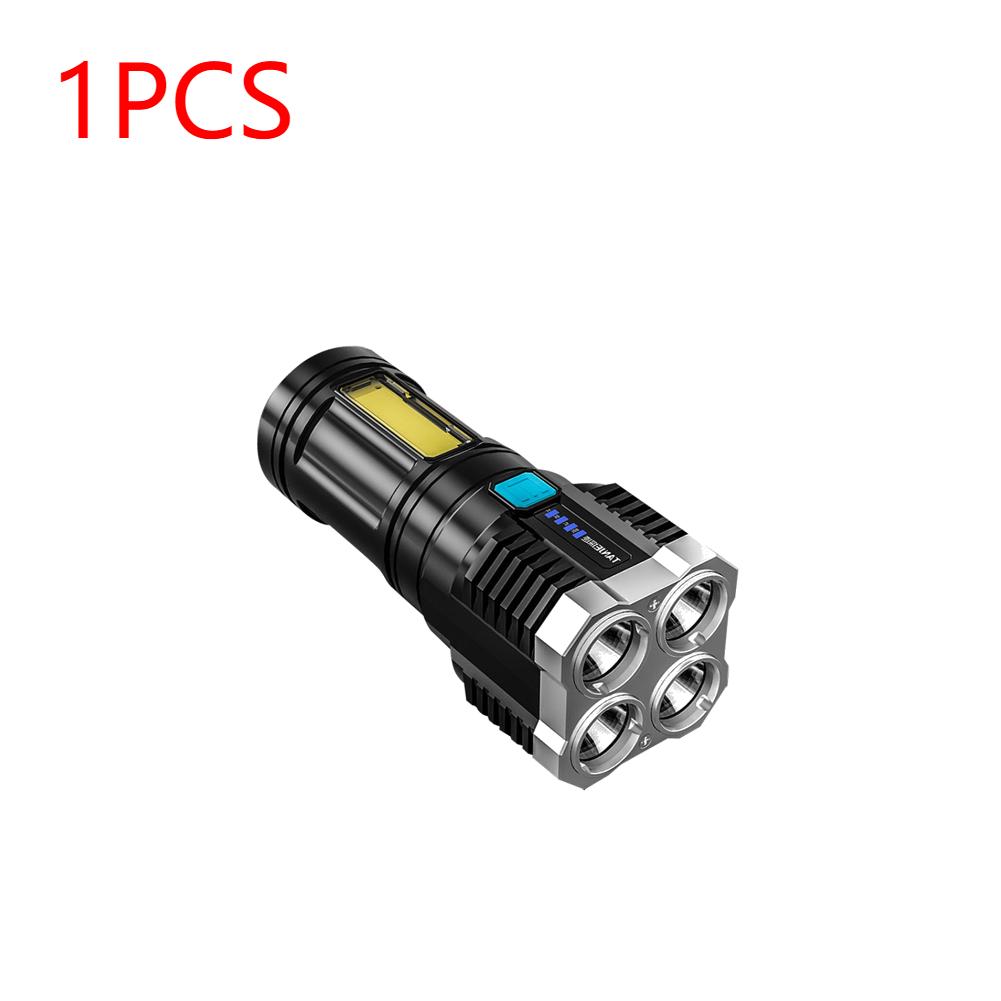 High Power LED Flashlights Camping Torch With 4 Lamp Beads And COB Side Light Rechargeable Portable Hand Lantern 4 Lighting Mode
