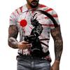 Summer Trend Retro Japanese Samurai Pattern T-shirt Personality Men's T-shirt Harajuku Round Neck Short Sleeve Top T-shirt